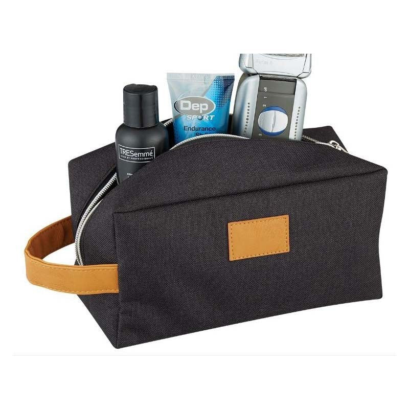 Black Toiletry Bag with Carry Handle